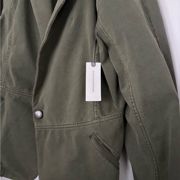 NWT Anthropologie Army Green Fitted Stretch Blazer Size L - Picture 3 of 4